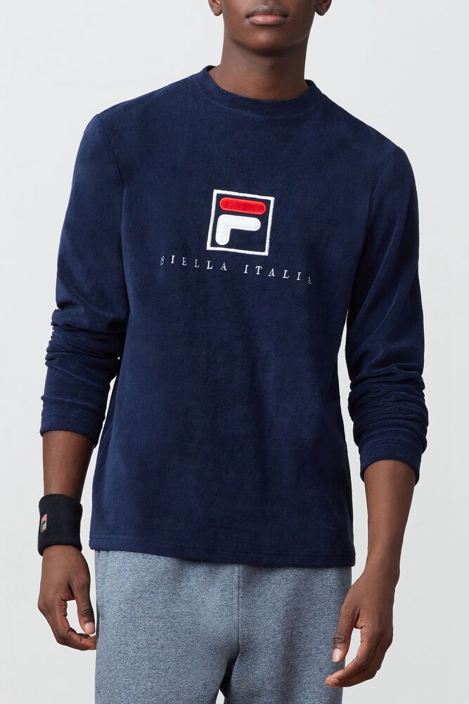 Fila Sweatshirt Mens Navy Nicolo Long Sleeve Crew - Ireland 54307-MARJ